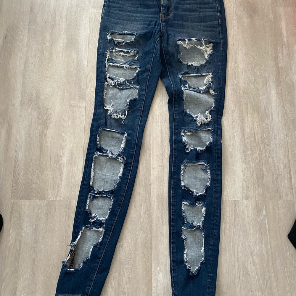 American Eagle Outfitters Ripped Dark Blue Jeggings